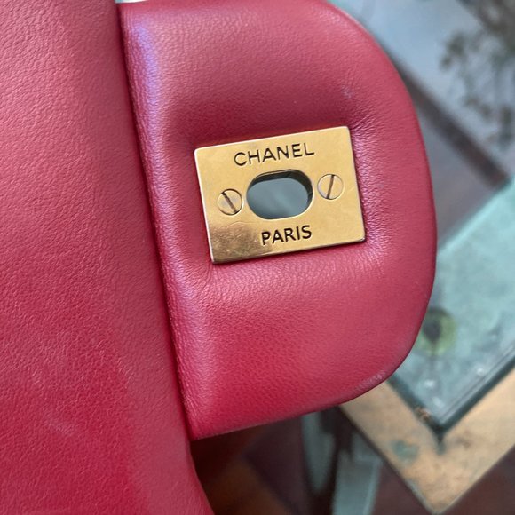 CHANEL Red Jumbo Chevron Classic Flap Handbag Shoulder Bag - Picture 9 of 15